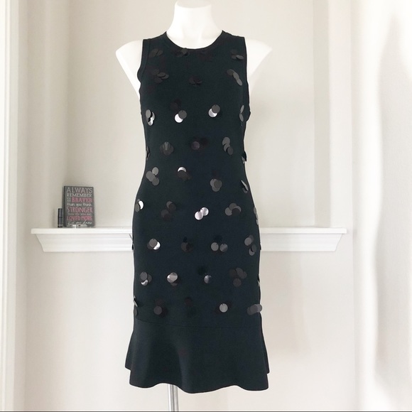 Michael Kors Black Embellished Paillette Knit Stretch Dress Size M New w/Tag - Picture 2 of 11